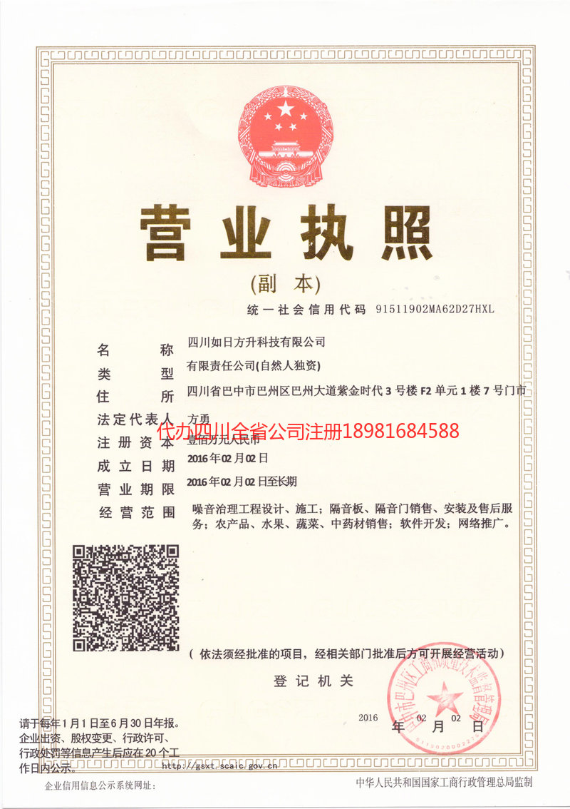 重庆市重庆市如日方升科技有限公司
