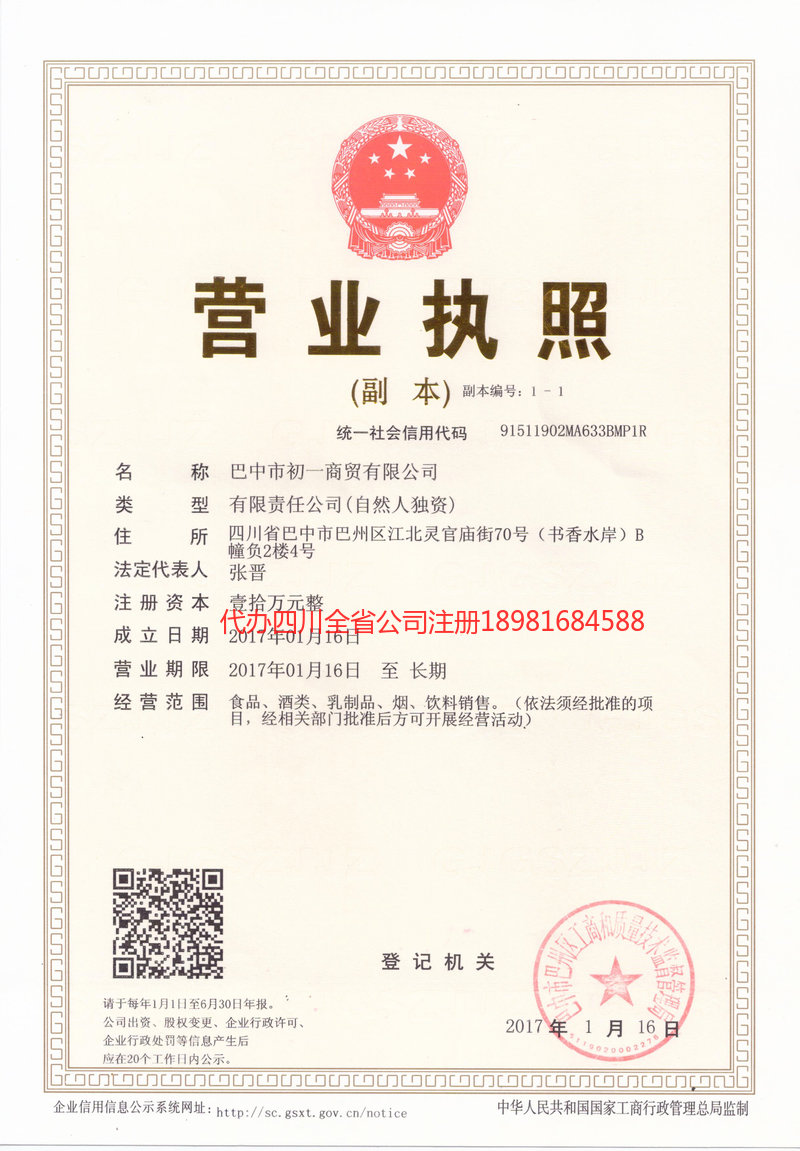 重庆市重庆市初一商贸有限公司