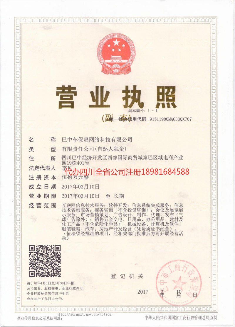 重庆市重庆市车保惠网络科技有限公司