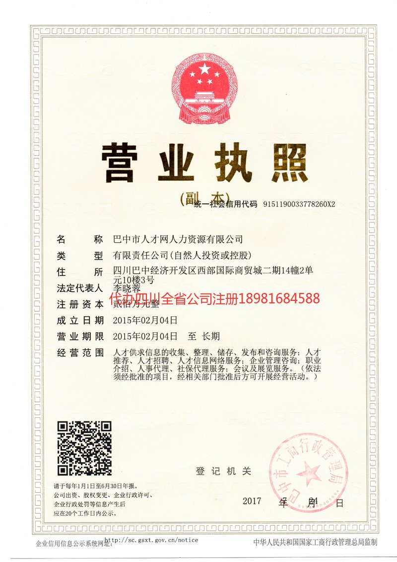 重庆市重庆市人才网人力资源有限公司